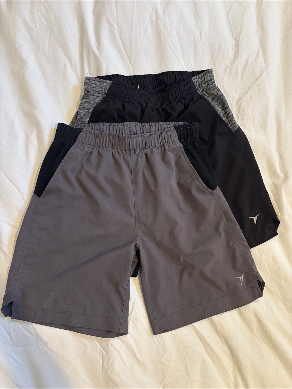Boys Athletic Shorts (2 pairs) - Gray & Black Quick-Dry Performance Shorts